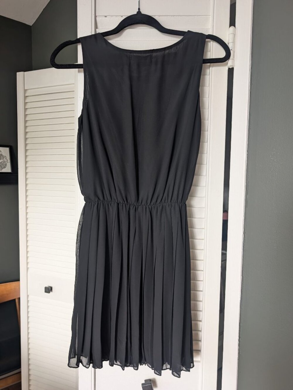 ✨Authentic Vintage✨ Y2K Sky Black Pleated Chiffon Dress (Small) - Picture 4 of 5
